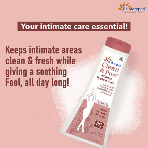 Dr. Morepen Clean & Pure Intimate Wash for Women with Tea Tree Oil & Sea Buckthorns |Hygiene Wash